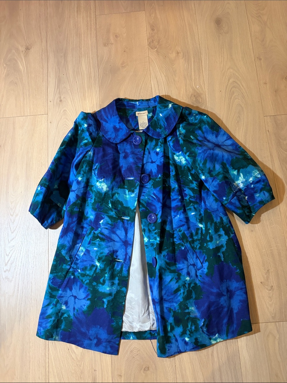 elevenses Blue & Green Floral Swing Coat